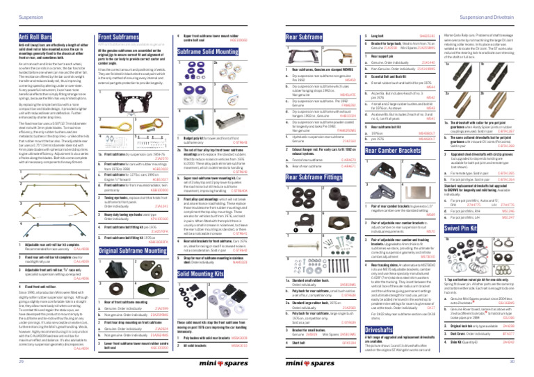 Mini-Spares-Catalogue 158 | PDF | Mini | Axle