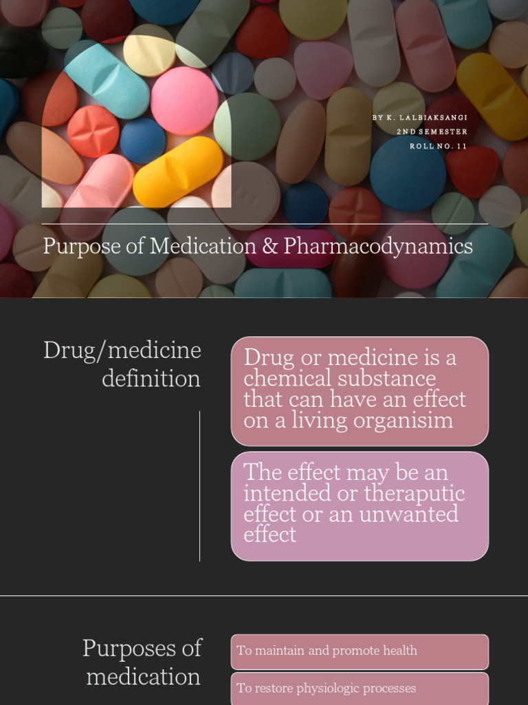 Purpose of Medication and Pharmacodynamics PDF
