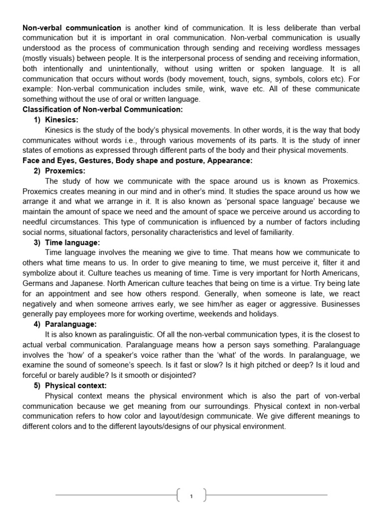 Non-Verbal Communication | PDF | Communication | Nonverbal Communication