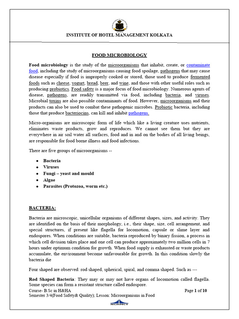 Microorganisms in Food Safety | PDF | Bacteria | Microorganism