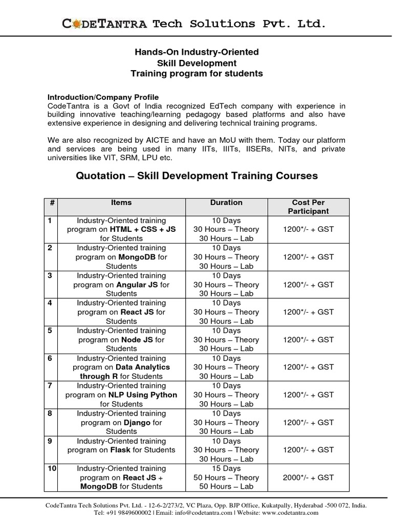 Quotation training skill oriented development courses pdf computing