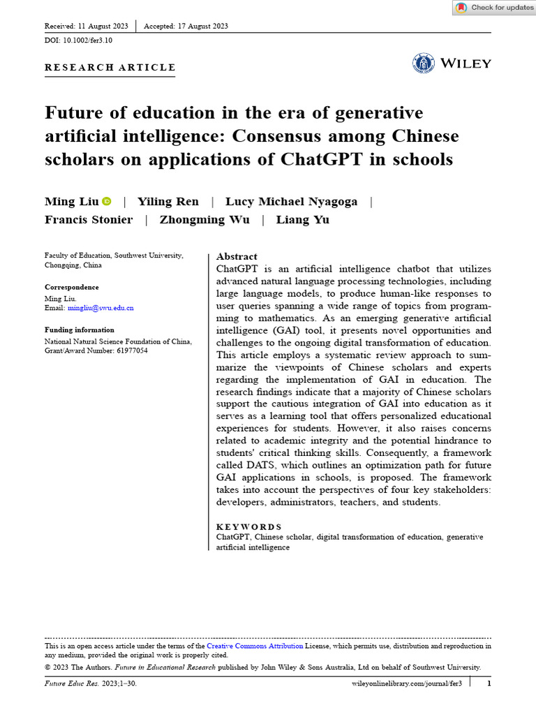 ChatGPT's Role in Chinese Education | PDF | Artificial Intelligence ...