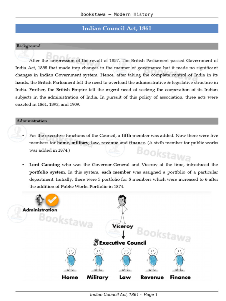 Indian Councils Act 1861 Overview | PDF | British Raj | Government