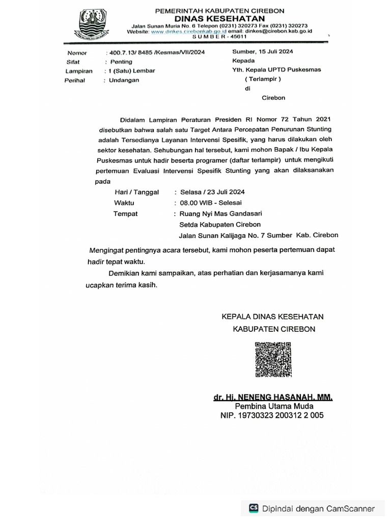 Undangan Evaluasi Intervensi Spesifik Stunting 2024 | PDF