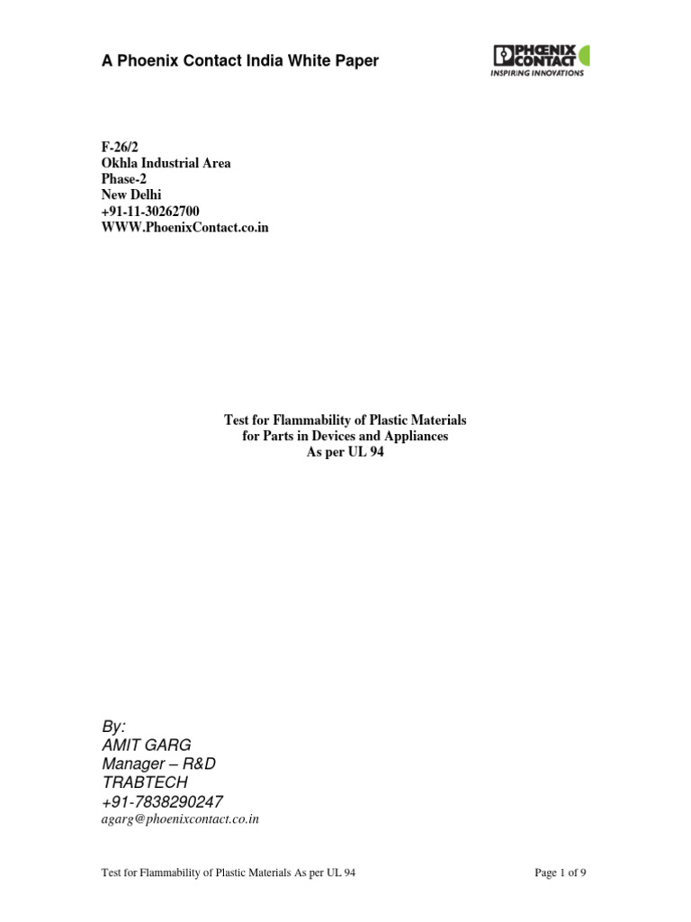 Test For Flammability As Per UL 94 | PDF | Combustion | Materials