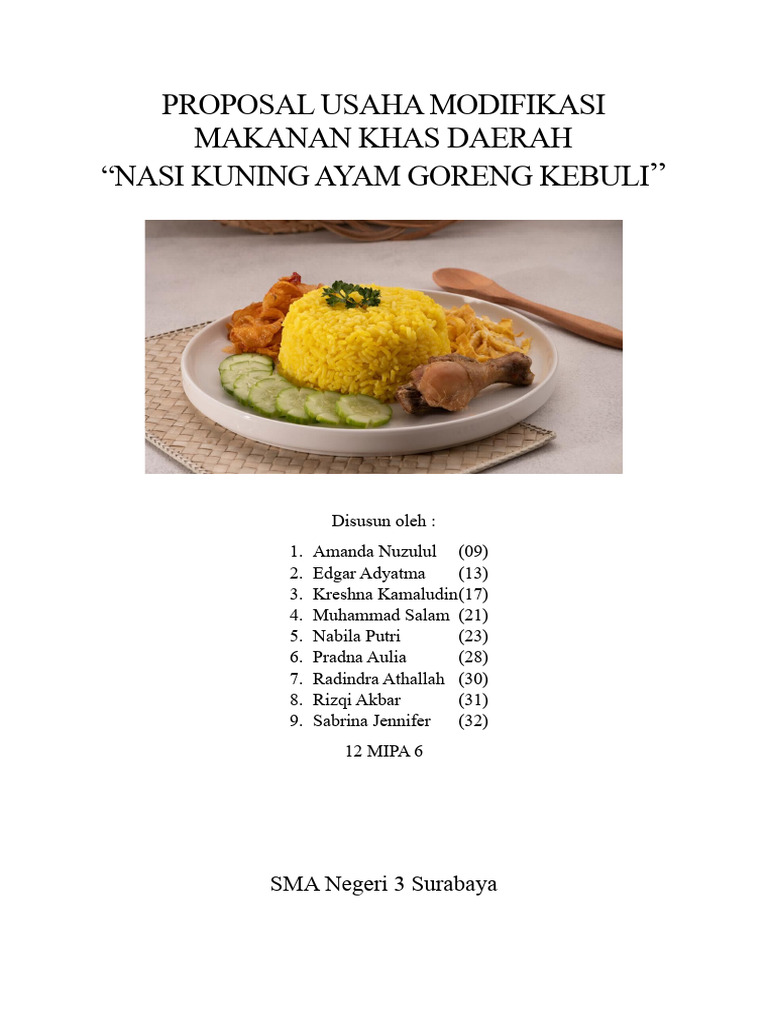 Proposal Usaha Modifikasi Makanan Khas Daerah Pdf