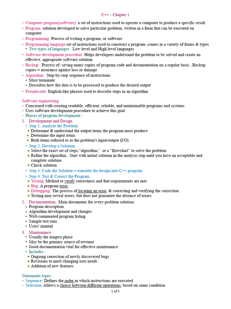 C++ - Chapter 1 - 1 | PDF | Computer Program | Programming