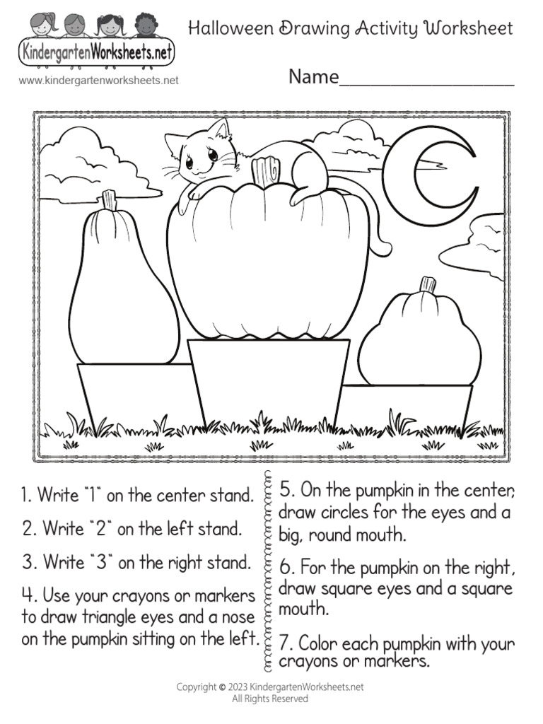 Halloween Drawing Activity Worksheet | PDF