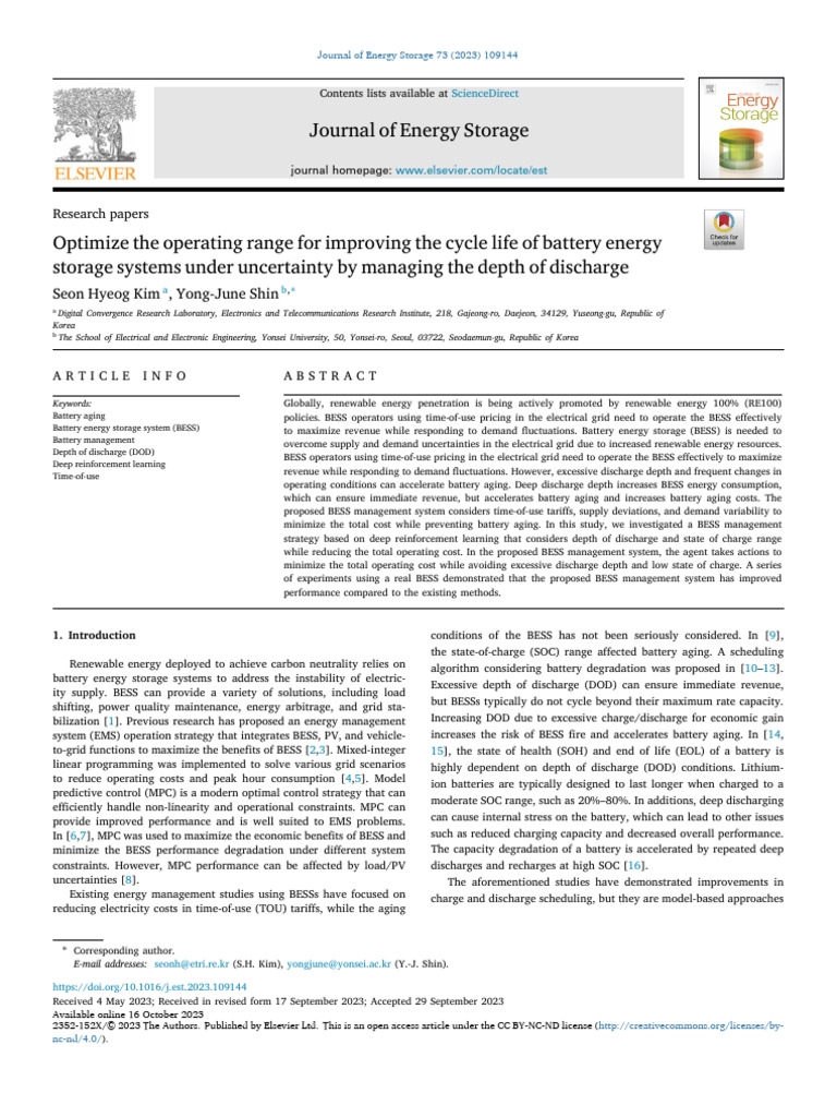 Optimize the operating range for improving the cycle life of battery