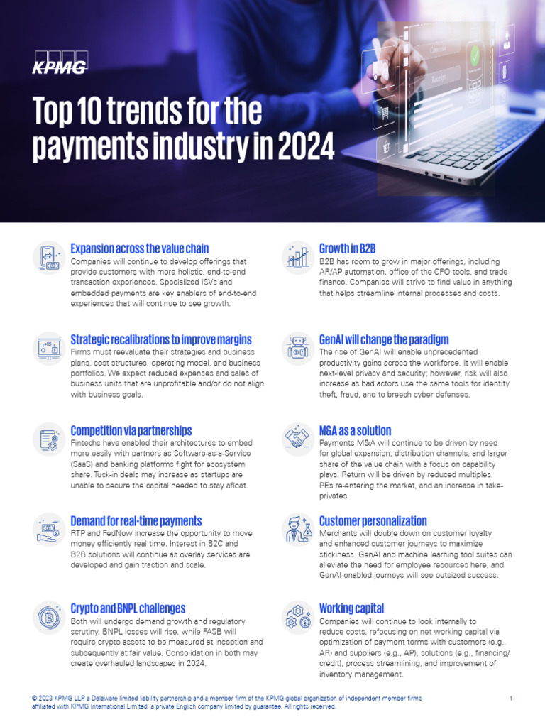 Top 10 Trends For The Payments Industry in 2024 | PDF | Mergers And ...