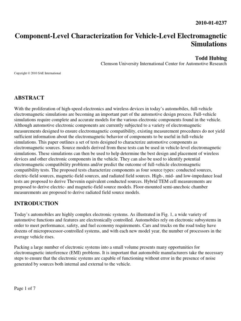 Component-Level Characterization For Vehicle-Level Electromagnetic ...