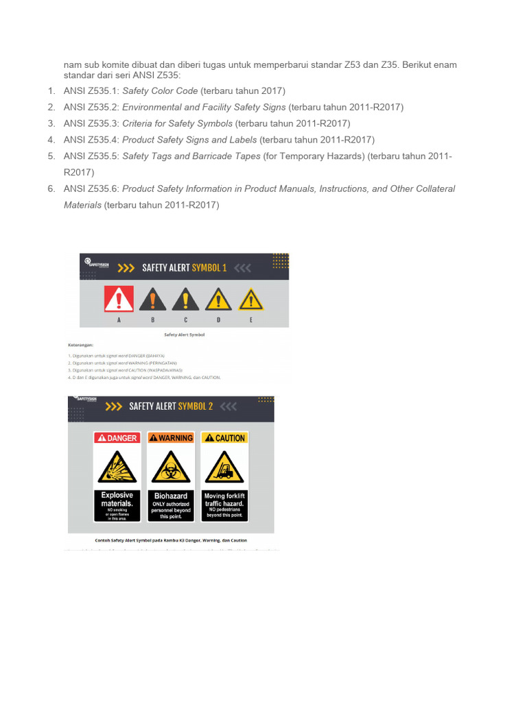 Standar Rambu K3 ANSI dan ISO | PDF