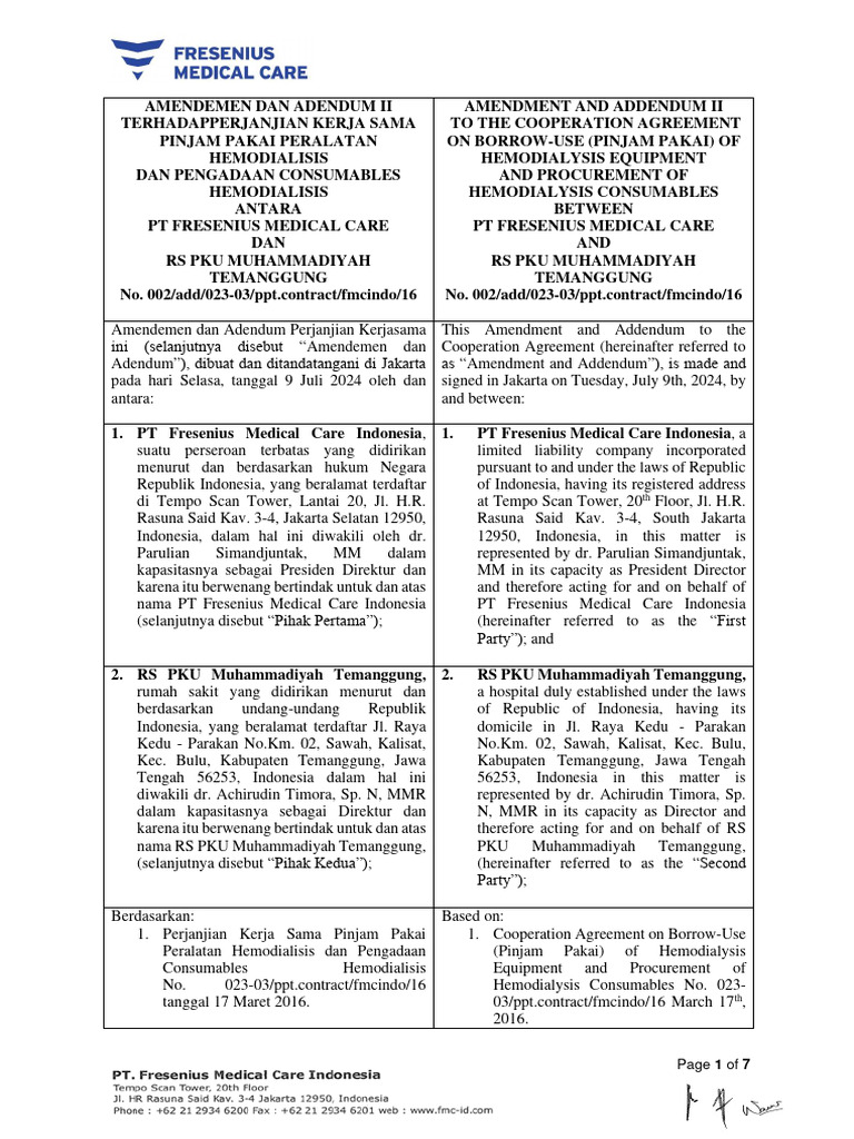 FME Indonesia PPT Contract template RS PKU Muhammadiyah Temanggung