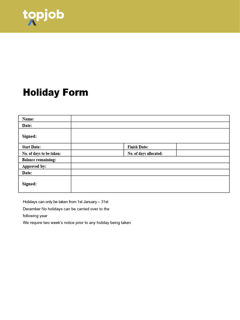 Simple Holiday Form | PDF