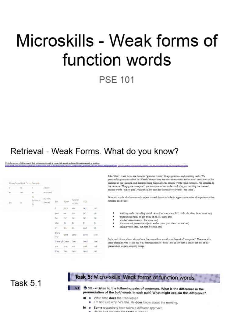 Microskills weak forms of function words pdf stress linguistics