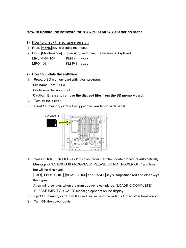 Update MDC-7900/7000 Radar Software | PDF