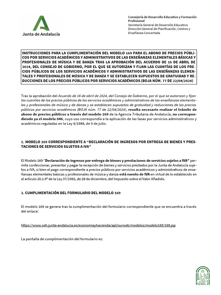 Instrucciones para La Cumplimentacion Modelo 169 CEPMD | PDF