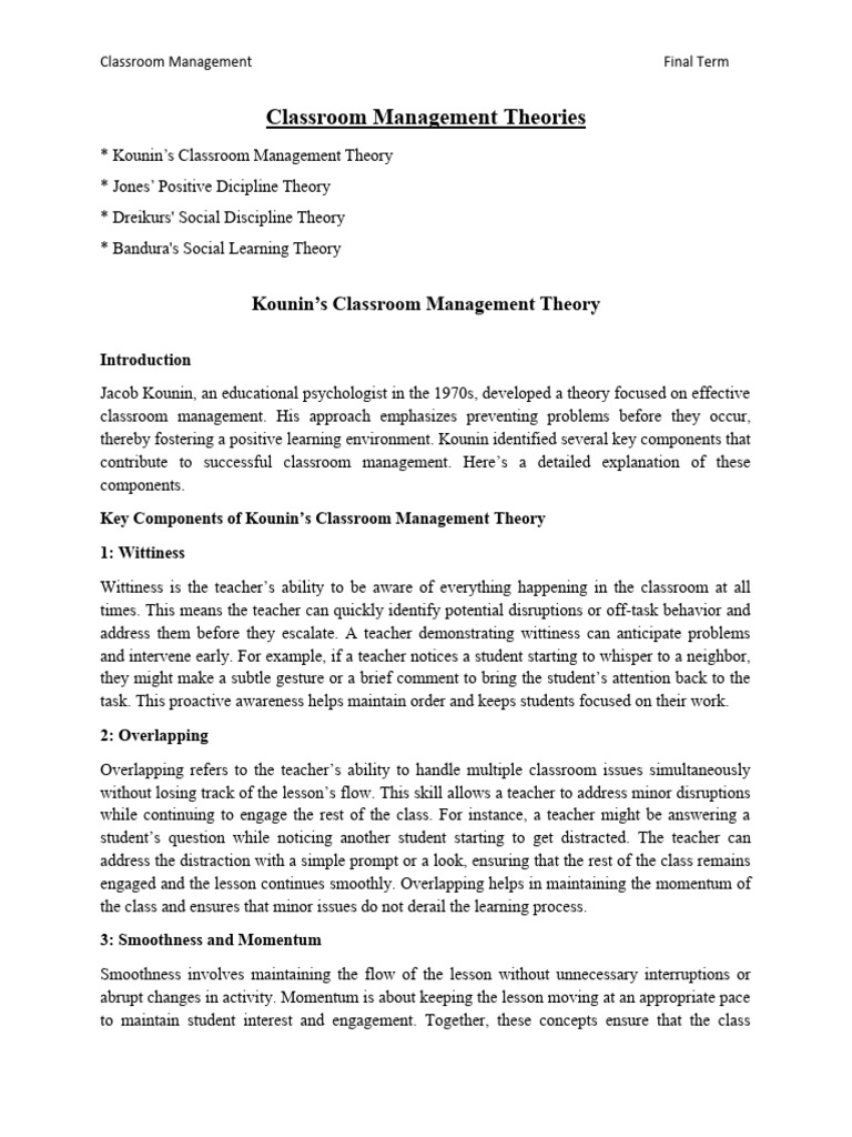 Theories 7 | PDF | Classroom Management | Disciplines