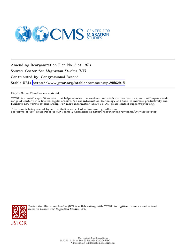 Record AmendingReorganizationPlan | PDF | The United States | Federal ...