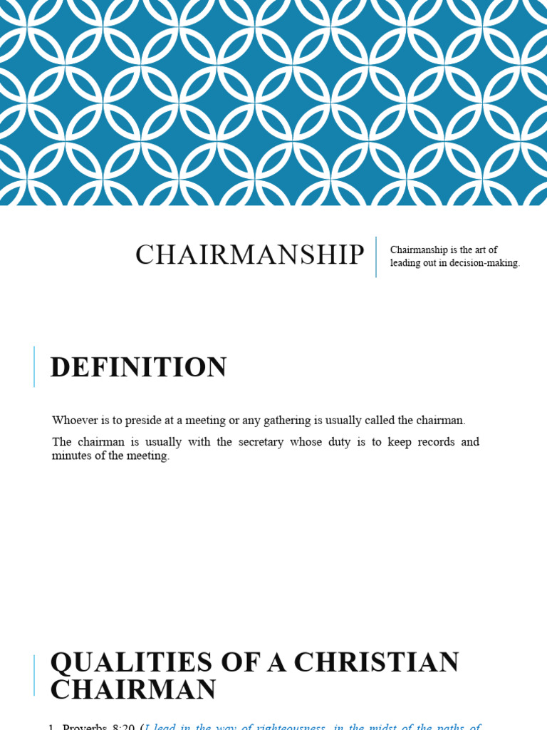 Essential Guide to Chairmanship Skills | PDF | Committee | Catholic Church