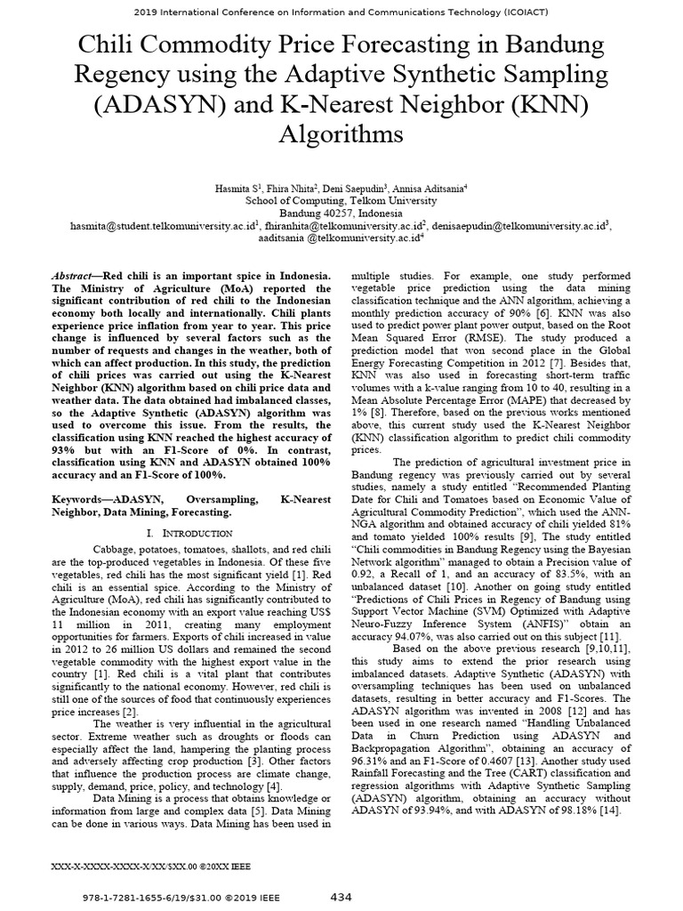 Chili Commodity Price Forecasting in Bandung Regency Using The Adaptive ...