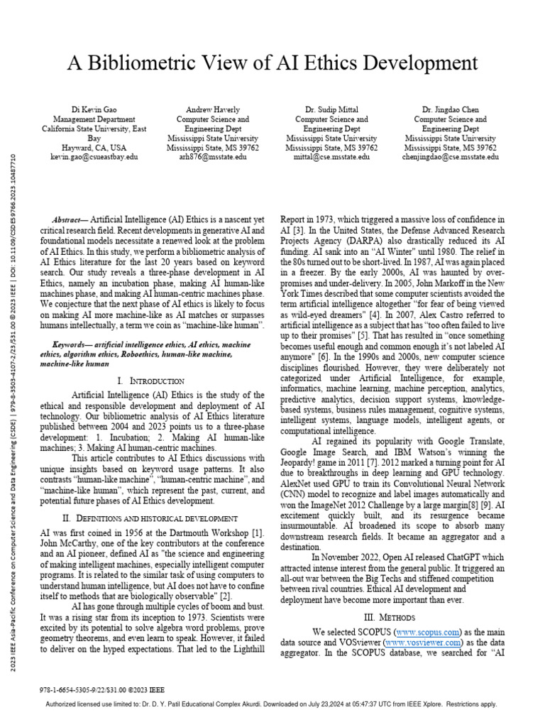 AI Ethics: A 20-Year Bibliometric Analysis | PDF | Artificial ...