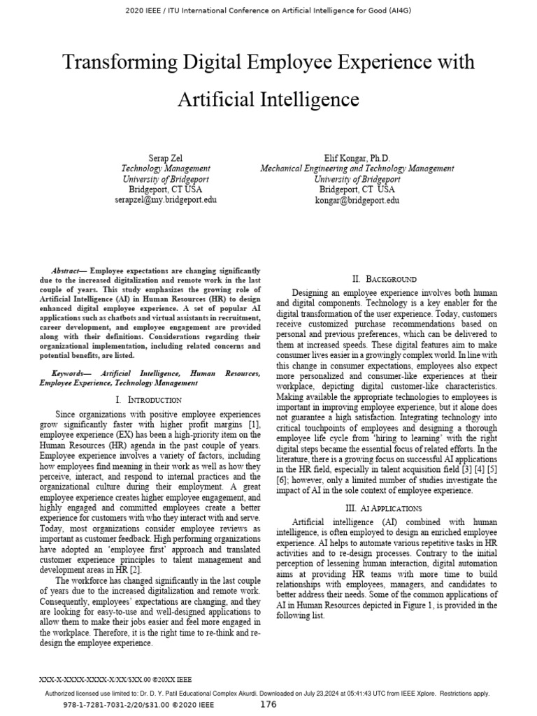 Transforming Digital Employee Experience With Artificial Intelligence