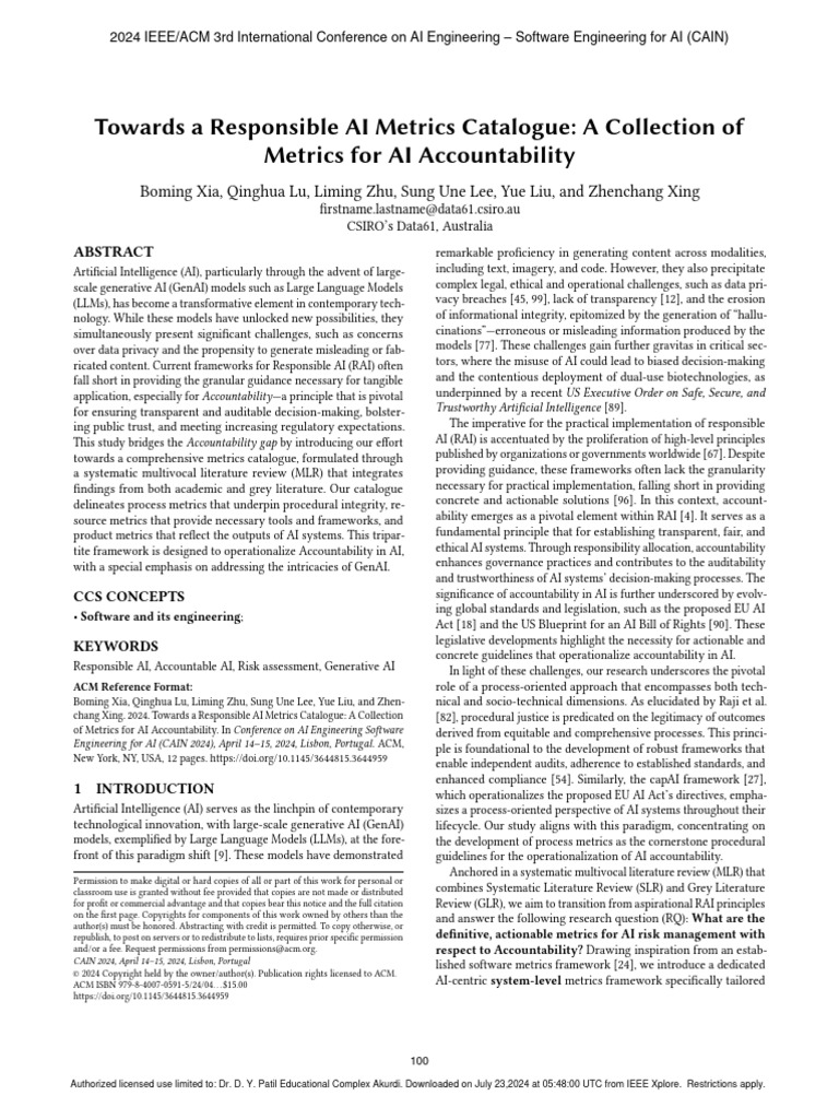 Towards A Responsible AI Metrics Catalogue A Collection of Metrics For ...