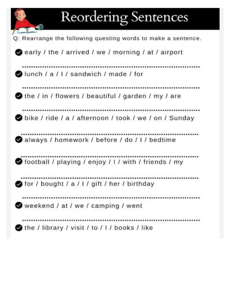 Class 4 Jumbled sentences | PDF