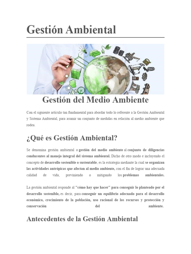 Concepto y Principios de Gestión Ambiental | PDF | Entorno natural ...