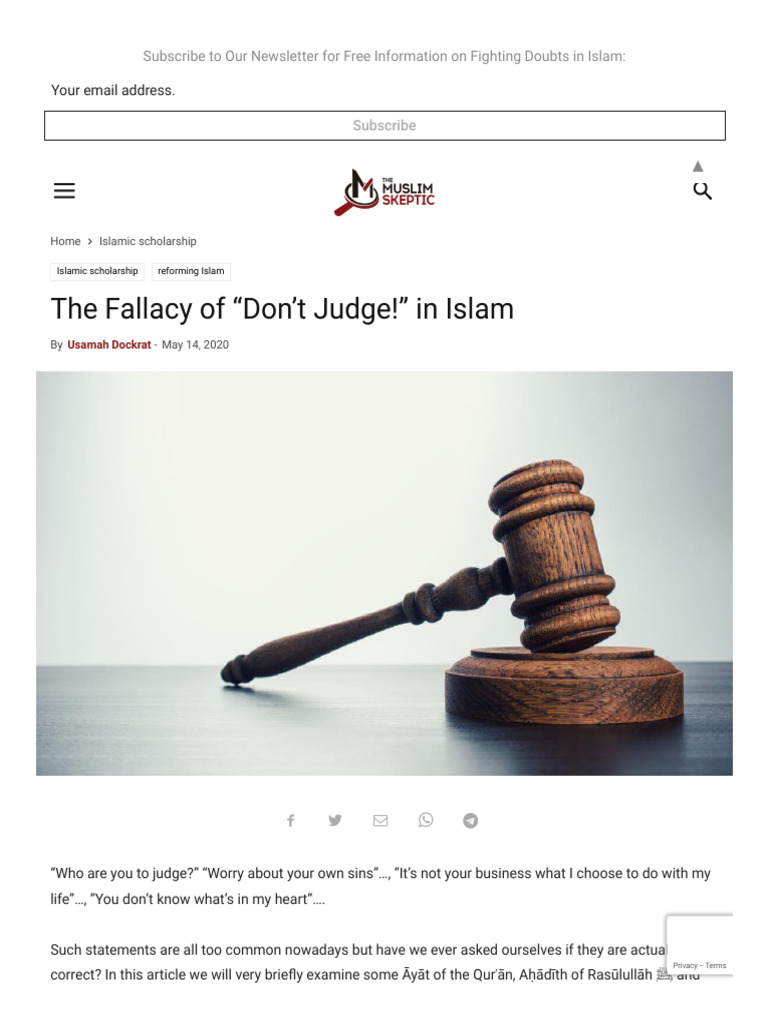 Islamic Perspective on Judging Others | PDF | Hadith | Prophets And ...