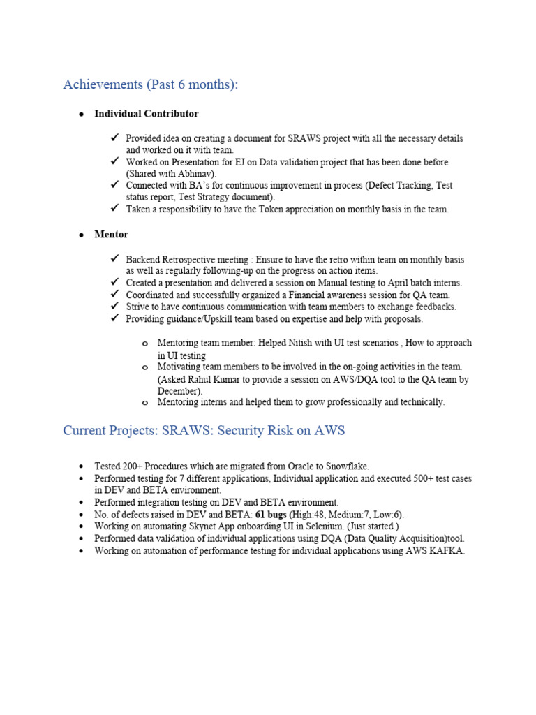 QA Achievements and Initiatives Overview | PDF | Software Testing ...