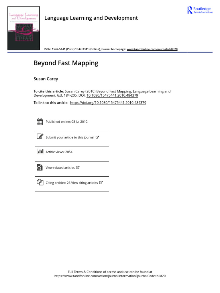 CR - Carey 2010 - Beyond Fast Mapping | PDF | Semantics | Language ...