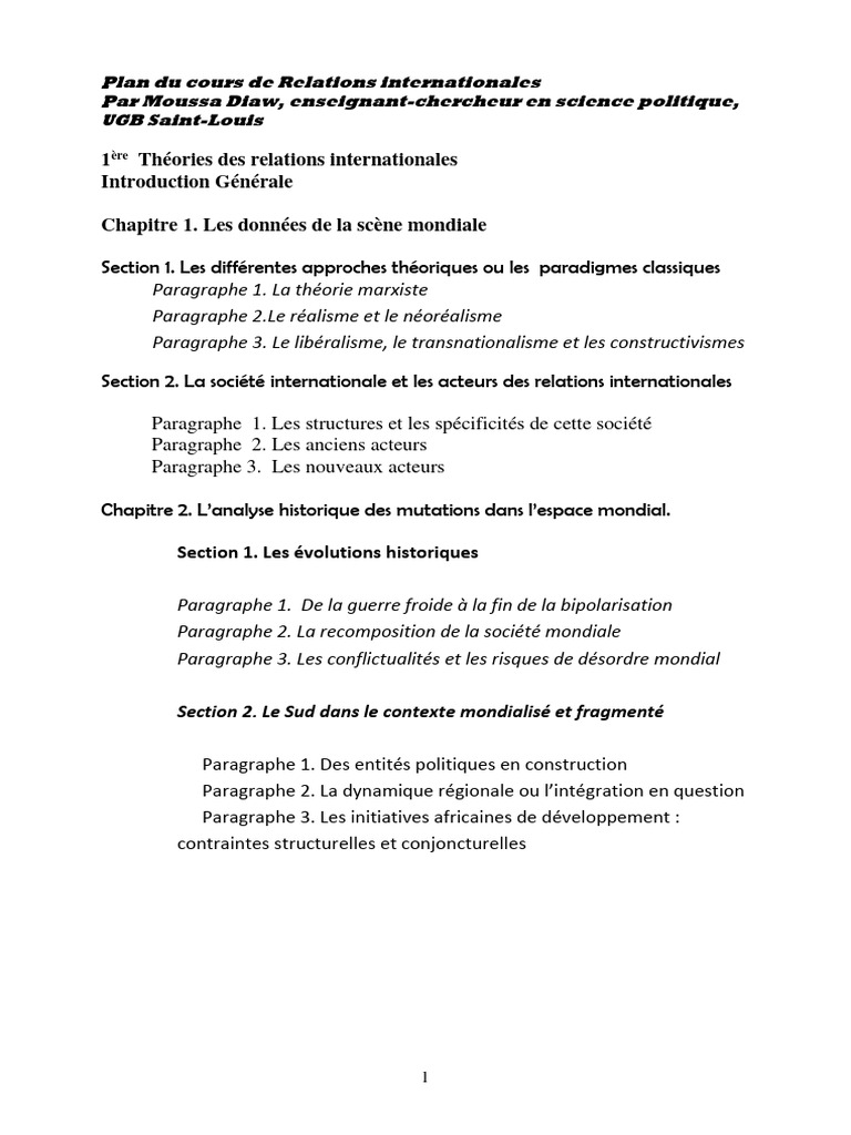 Théories des relations internationales | PDF | État | Relations ...
