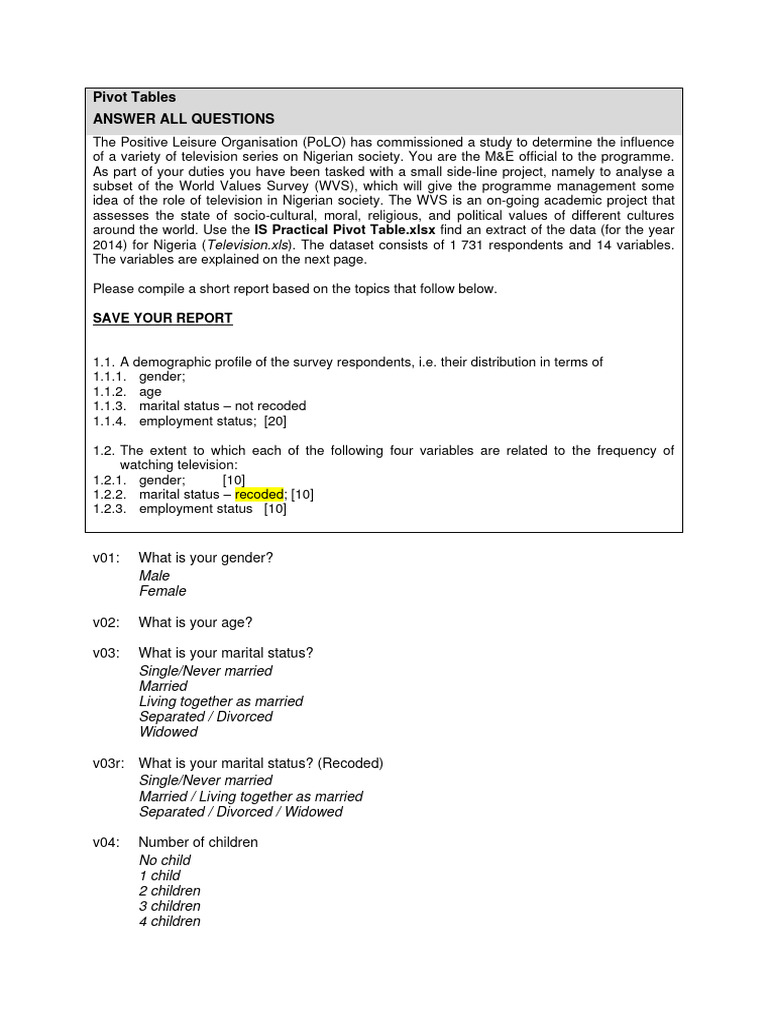 Pivot Table Pdf