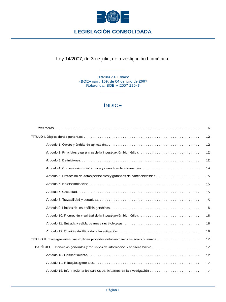 BOE A 2007 12945 Consolidado | PDF | Embrión | Célula madre