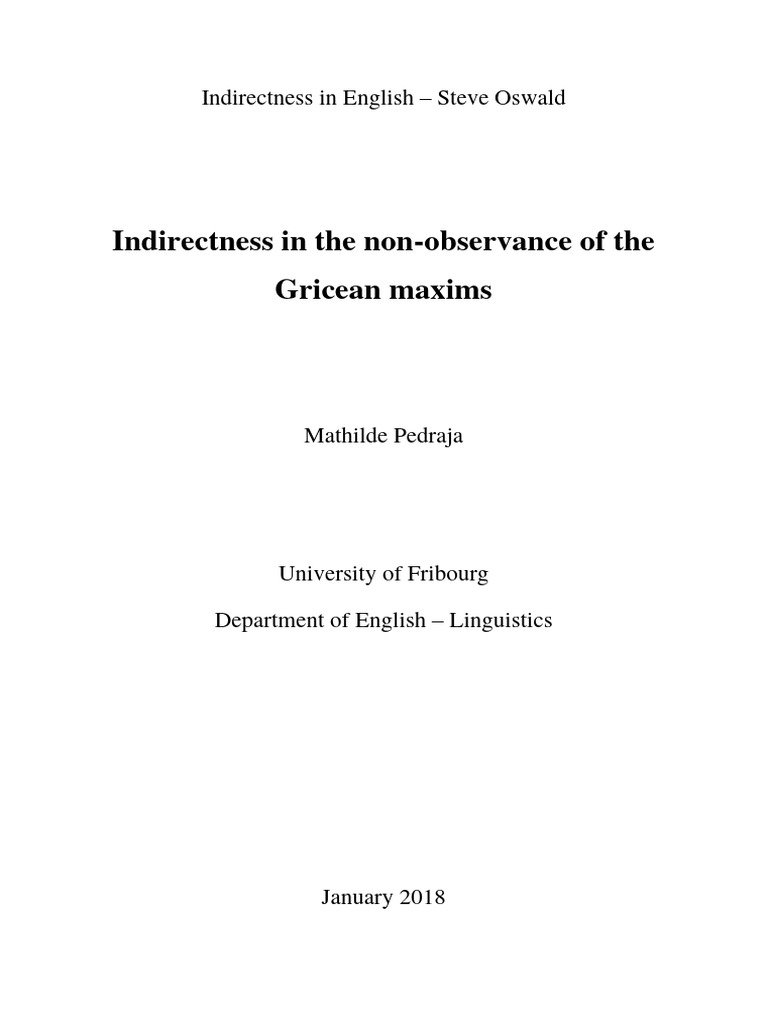 Indirectness in The Non-Observance of The Gricean Maxims | PDF ...