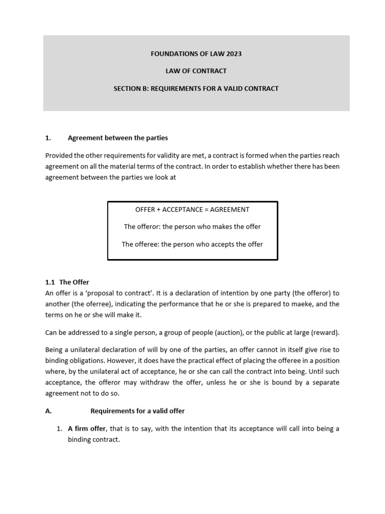 Contract part 2 requirements 2023 pdf offer and acceptance auction