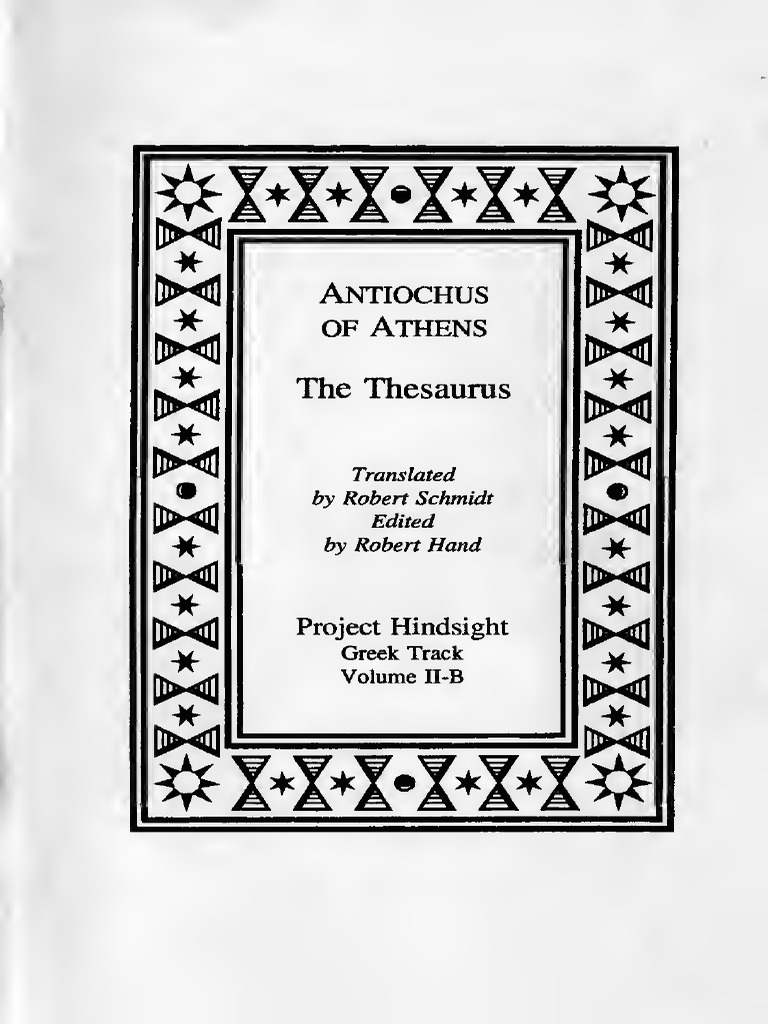 Antiochus of Athens The Tesaurus Text Greek Track Vol 2 B Compress ...