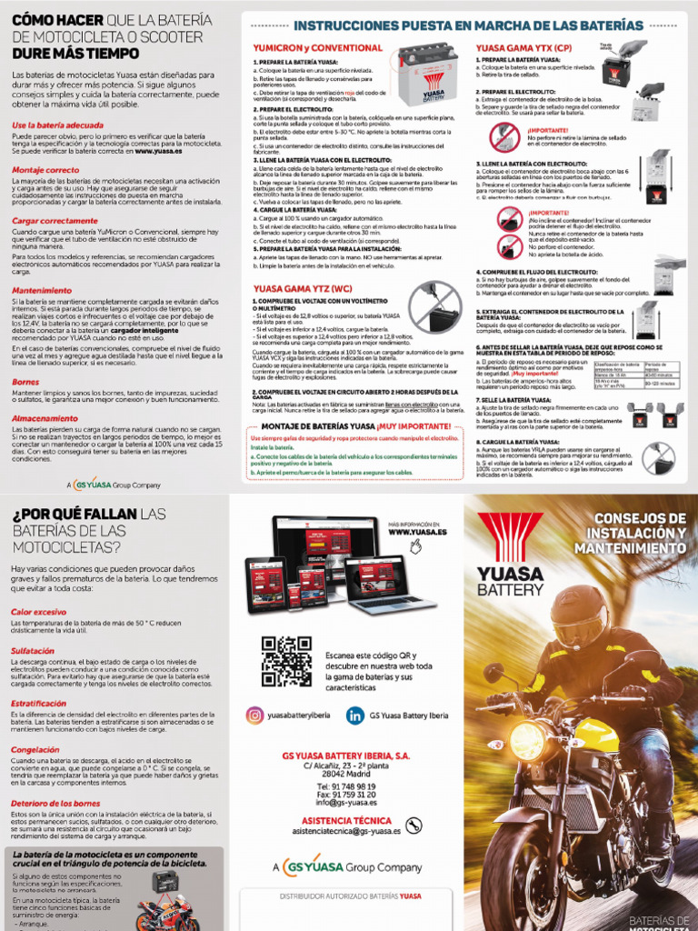 Consejos Mantenimiento Puesta en Marcha Baterias Moto PDF
