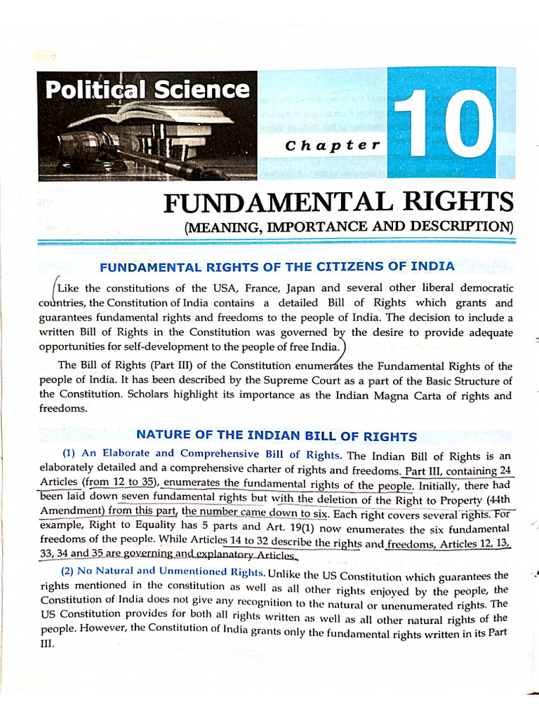 Class 12 - CH 10 - FUNDAMENTAL RIGHTS (Sec B) | PDF