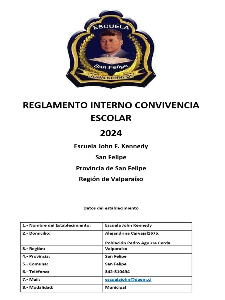 Reglamento de Convivencia Escolar 2024 | PDF | Abuso infantil | Violencia
