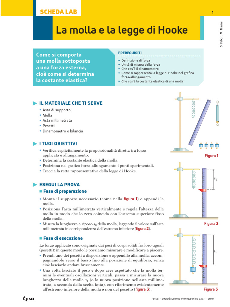 Scheda Lab Molla Legge Hooke | PDF