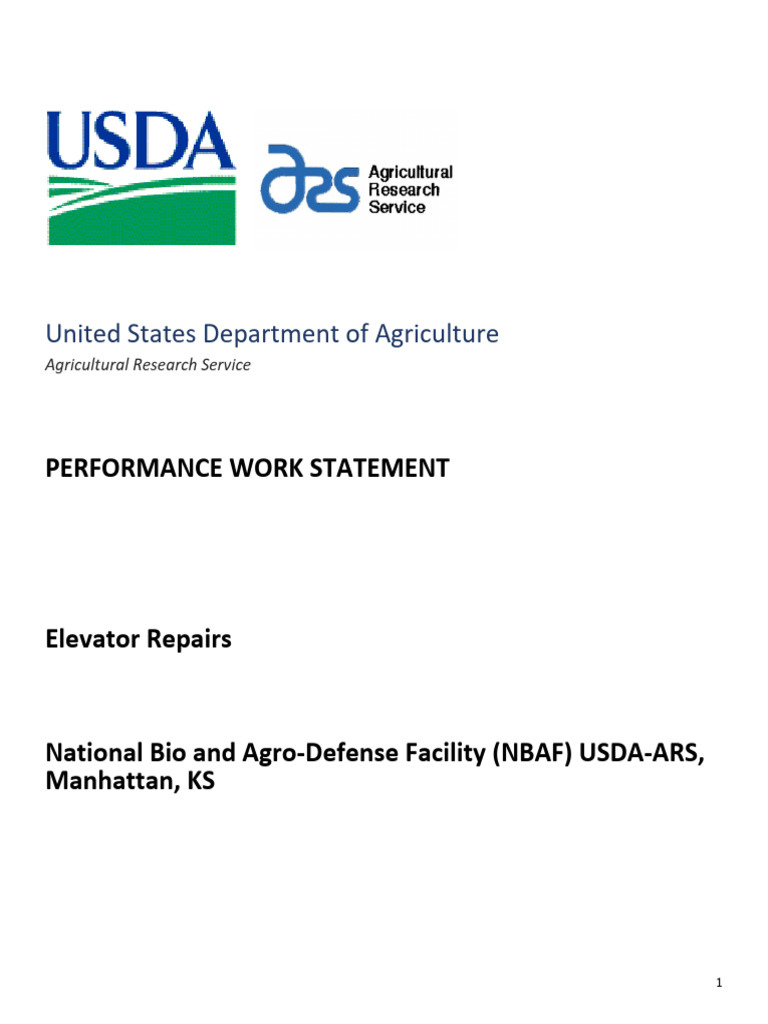 NBAF Elevator Repair Work Statement | PDF | Identity Document | General ...