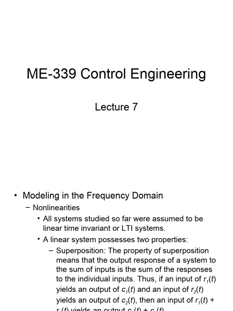 Lecture 7 | PDF | Nonlinear System | Linearity