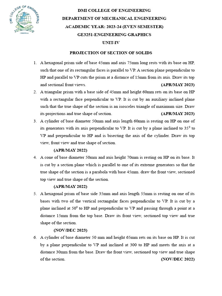 Engineering Graphics: Solid Projections | PDF