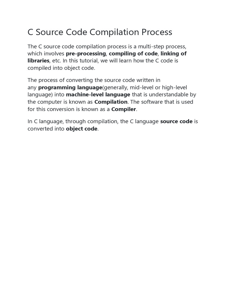 C Source Code Compilation Process | PDF | Compiler | Source Code