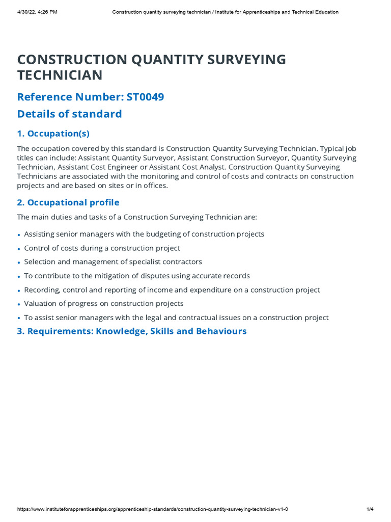 Article - Construction - Quantity - Surveying - Technician ...