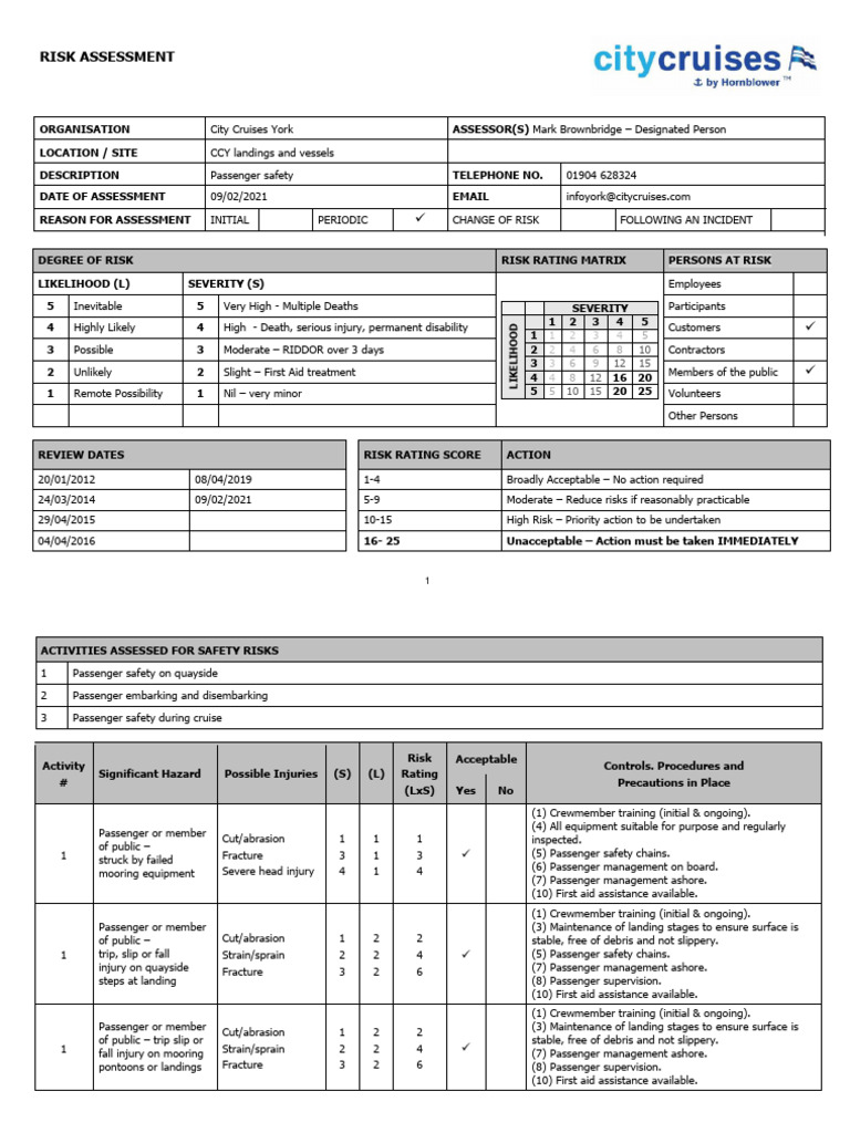 CCY Passenger Safety Risk Assessment | PDF | Risk | Emergency