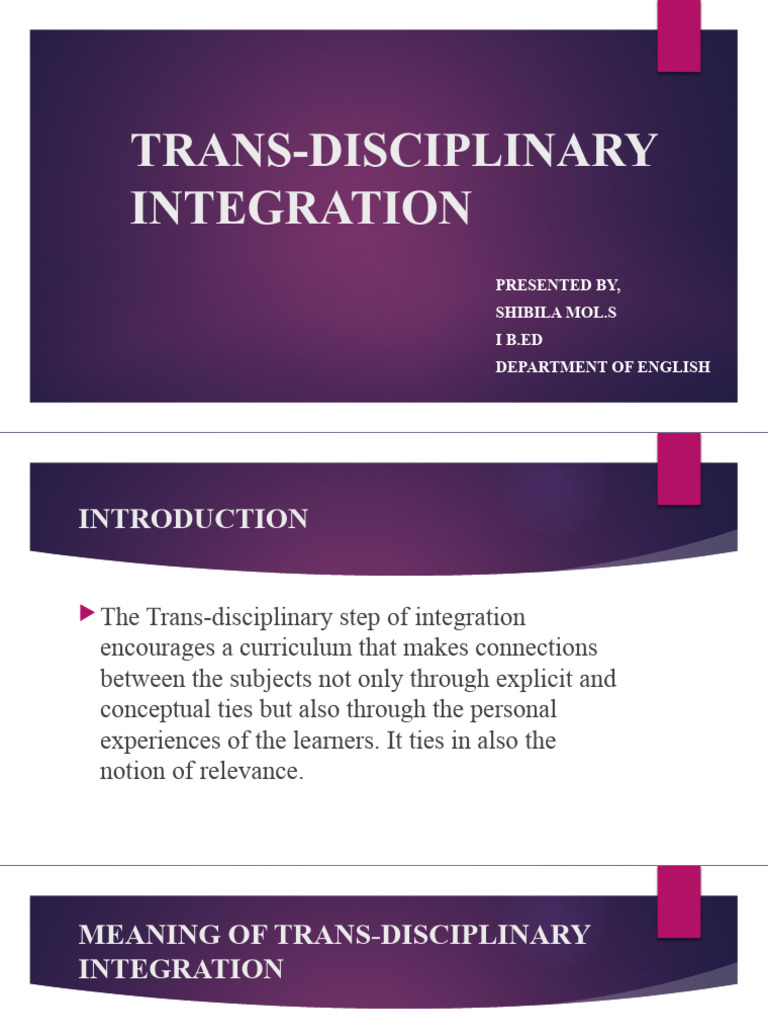 Trans Disciplinary Integration Pdf Cognition Behavioural Sciences